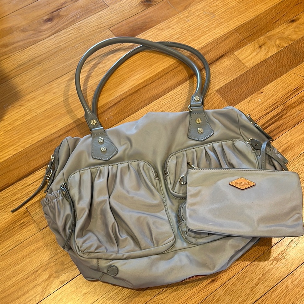 MZ Wallace Gray Baby Bag Set with Coordinating Pouch